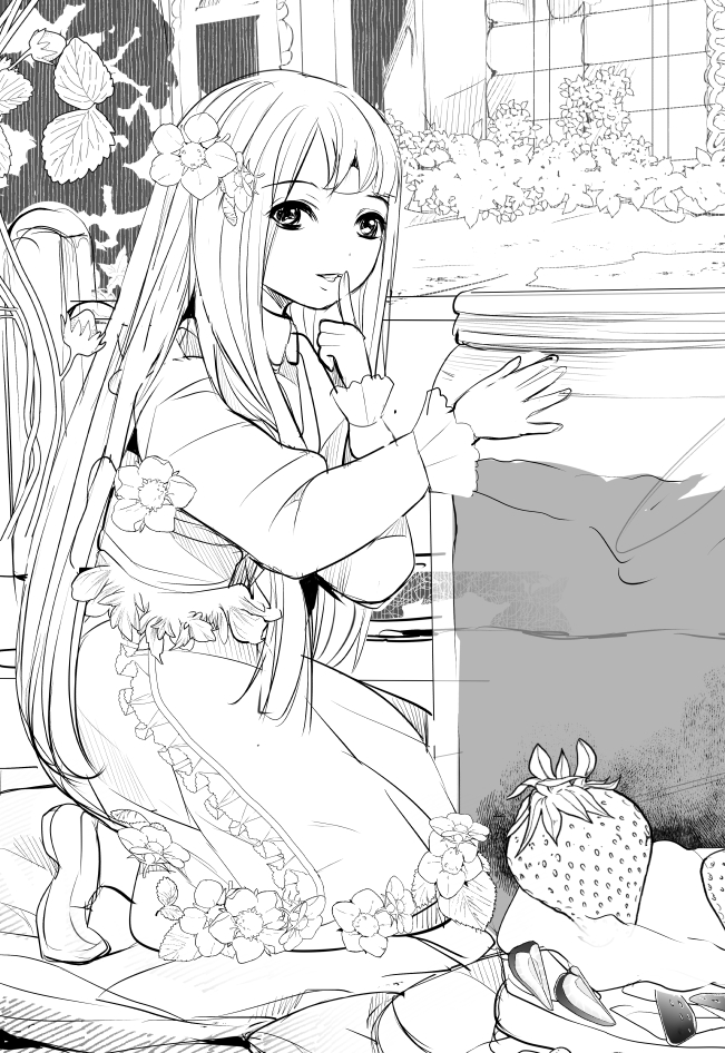 花の町 ペン画 線画 春の訪れを手に メルヘンな水彩シリーズのため こもりひっき 幻想少女絵の漫画