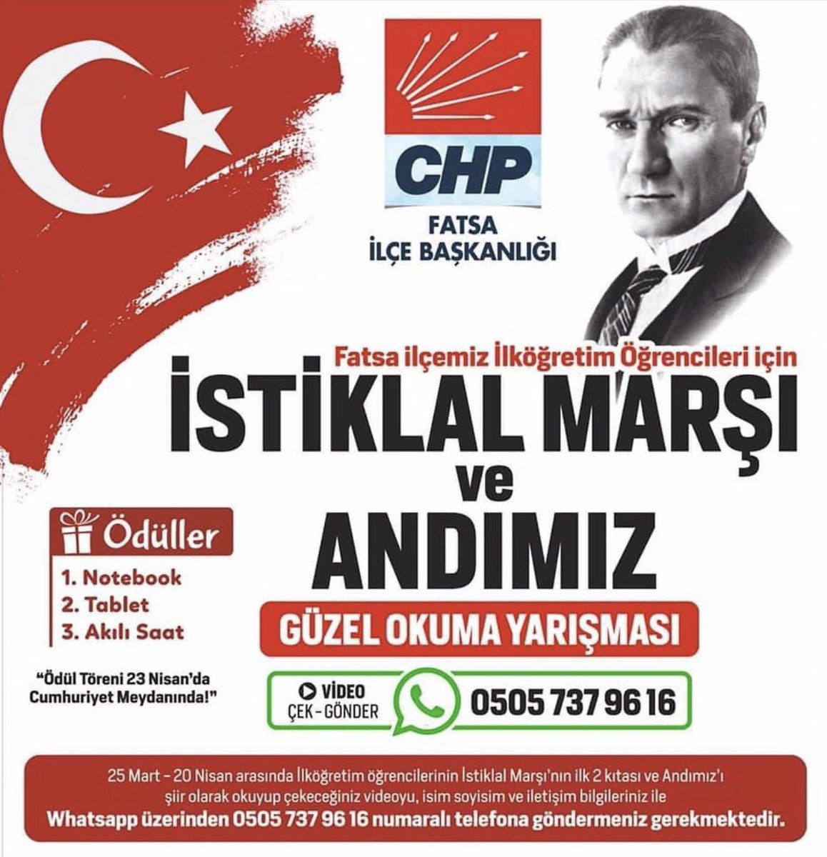 GenclikFatsaChp's tweet photo. Haydi çocuklar... Son gün 20 Nisan https://t.co/7kdSwe2Mgf