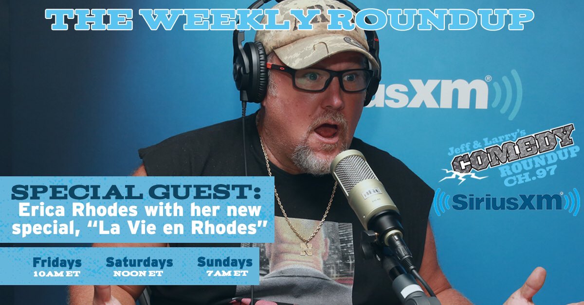 Larry The Cable Guy (@gitrdonelarry) on Twitter photo Jon me for an all new Weekly Roundup! From her new special, “La Vie en Rhodes”, comedian <a href="/ericarhodes/">Erica Rhodes</a> will join me. <a href="/nickhoff/">Nick Hoff</a> <a href="/msbirdistheword/">Meghan Bird</a> <a href="/AndyFiori/">Andy Fiori</a> and Maral will be there too! Fun starts at 10am ET on <a href="/SIRIUSXM/">SiriusXM</a> <a href="/SiriusXMComedy/">SiriusXM Comedy</a> Channel 97! Jon me for an all new Weekly Roundup! From her new special, “La Vie en Rhodes”, comedian <a href="/ericarhodes/">Erica Rhodes</a> will join me. <a href="/nickhoff/">Nick Hoff</a> <a href="/msbirdistheword/">Meghan Bird</a> <a href="/AndyFiori/">Andy Fiori</a> and Maral will be there too! Fun starts at 10am ET on <a href="/SIRIUSXM/">SiriusXM</a> <a href="/SiriusXMComedy/">SiriusXM Comedy</a> Channel 97!