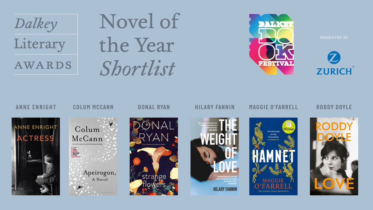 The 2021 shortlist for Novel of the Year at #DalkeyLiteraryAwards       #AnneEnright #ColumMcCann #DonalRyan @HilaryFannin #MaggieOFarrell #RoddyDoyle