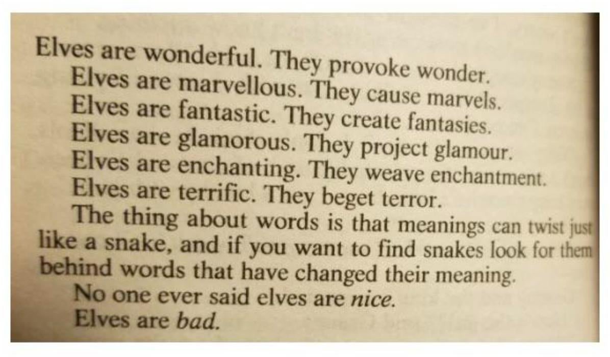 PathsPeculiar's tweet photo. The way Sir Terry Pratchett described elves still gives me goosebumps. https://t.co/1D6JYgivqQ