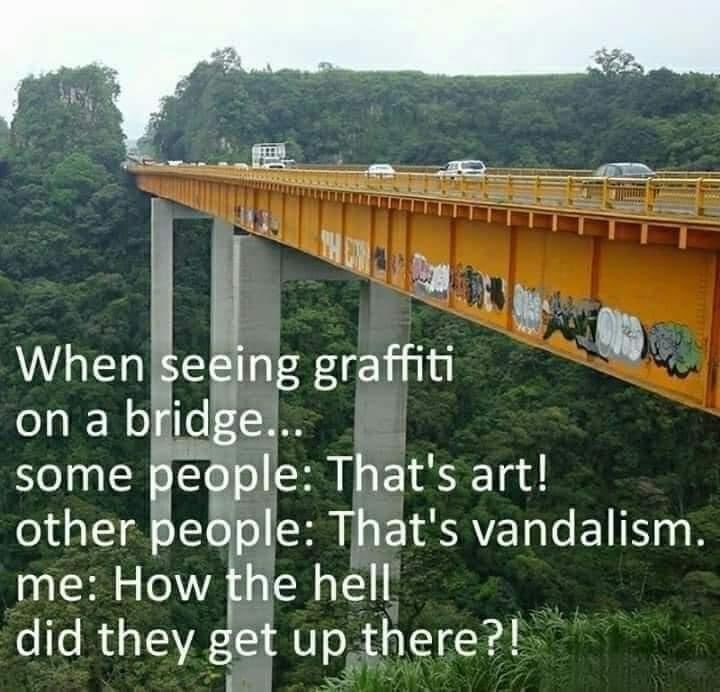 Lanalab's tweet photo. But how? π³π€£ #Graffiti #HowDoTheyDoIt #BridgeArt #Art #Danger #ItsSoHigh #IWouldDie https://t.co/eV0e89Aspe