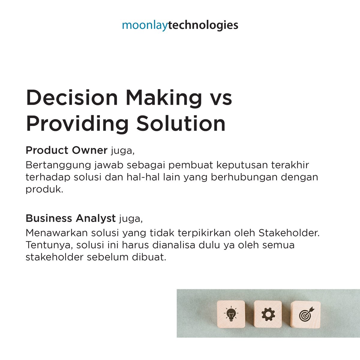 moonlaytech's tweet photo. Kamu tim Product Owner atau Business Analyst guys? 
Masih bingung? Ini dia perbedaan dari Product Owner dan Business Analyst.

#moonlay #product #business #DigitalTransformation #bisnis https://t.co/y0C9tidXxX