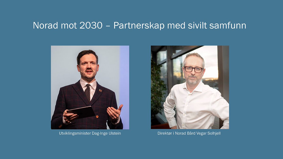 Spent på Norads nye strategi? Møt <a href="/dagiulstein/">Dag Inge Ulstein</a>
 og <a href="/bardvegar/">Bård Vegar Solhjell</a> om "Norad mot 2030 – partnerskap med sivilt samfunn".  
facebook.com/events/2999649…