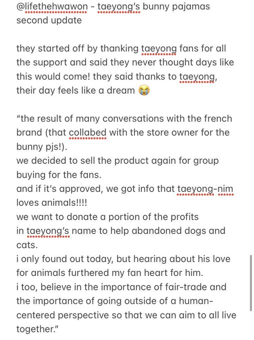 Taeyong clearly left a great impression on the said blanket auntie too, prompting the sore to donate a portion of their profits to an animal shelter because they found out Taeyong loves animals 