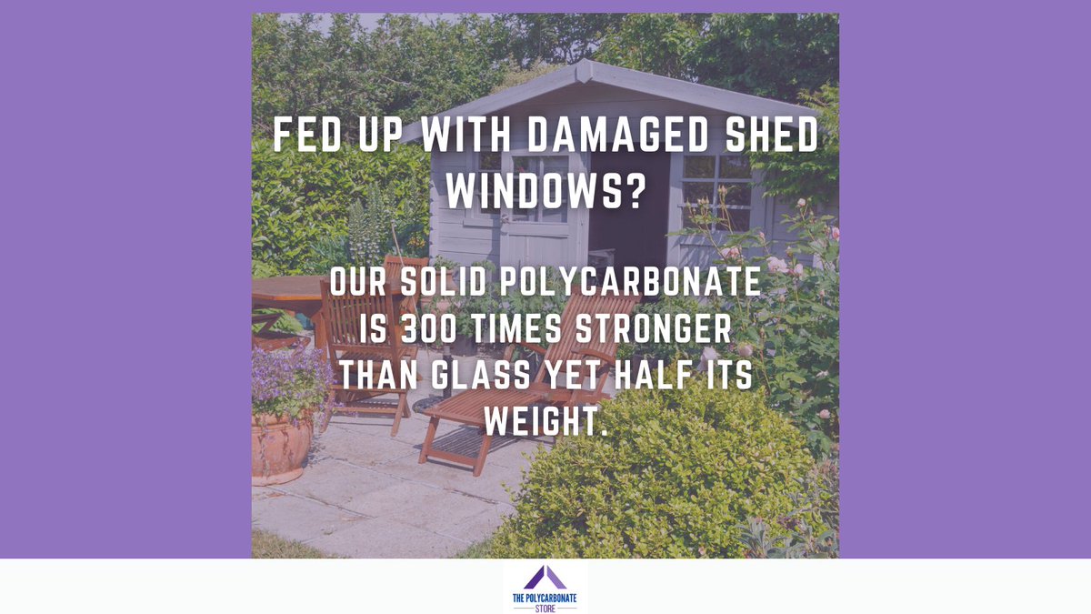 FED UP OF DAMAGED SHED WINOWS?✅

Our solid polycarbonate is 300 times stronger than glass yet half its weight. 

#polycarbonate #shedwindows #window