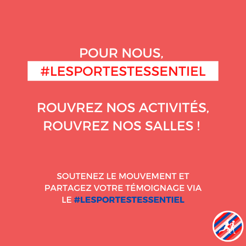 UNIONs_c's tweet photo. En cette période de confinement, où un Français sur deux déclare ne pas pratiquer autant de sports qu’il le souhaiterait, les pratiquants clament haut et fort combien #LeSportestEssentiel pour chacun d’entre eux.
Rouvrez nos activités, rouvrez nos salles ! https://t.co/2SVUviBc2D