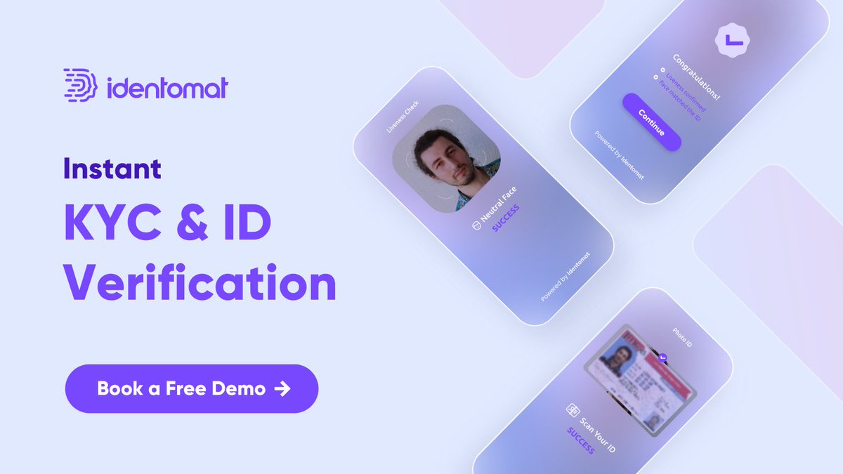 identomat's tweet photo. Don't allow tedious onboarding lose your profits. #Identomat provides seamless identity verification with instant yes/no answer! Reach out to schedule demo: https://t.co/naNqjgDKib
#KYC #IdentityVerification #AML #RemoteOnboarding #AI #Technology #Innovation https://t.co/xzPVNpmsQM