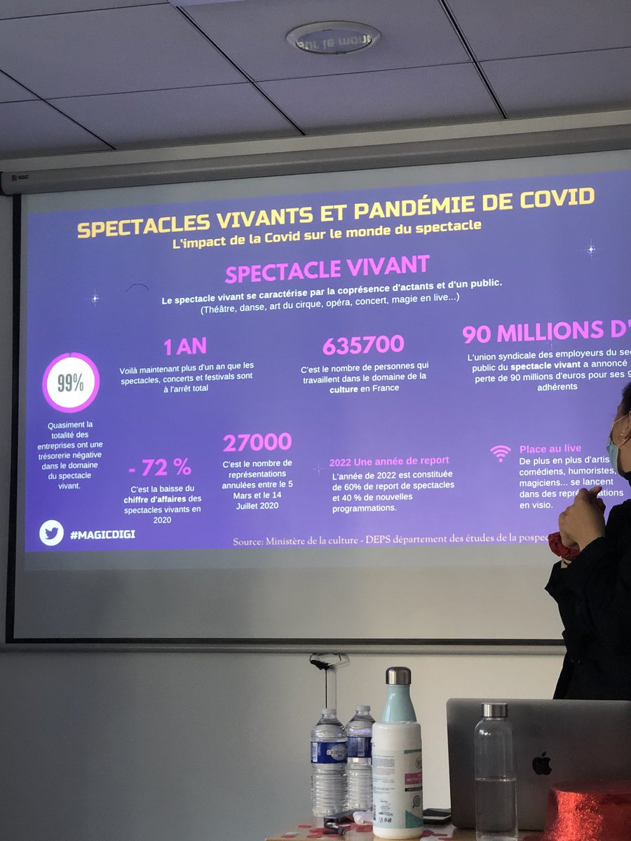 🔎 Focus sur les chiffres du secteur du spectacle vivant face au covid 😔
- 99% des entreprises ont une trésorerie négative...
- -72% c’est la baisse du CA des spectacles vivants en 2020

Des chiffres plutôt négatifs 😭

<a href="/magic_digi/">Magic Digi</a> <a href="/MBADMB/">mbadmb</a> #masterclass
