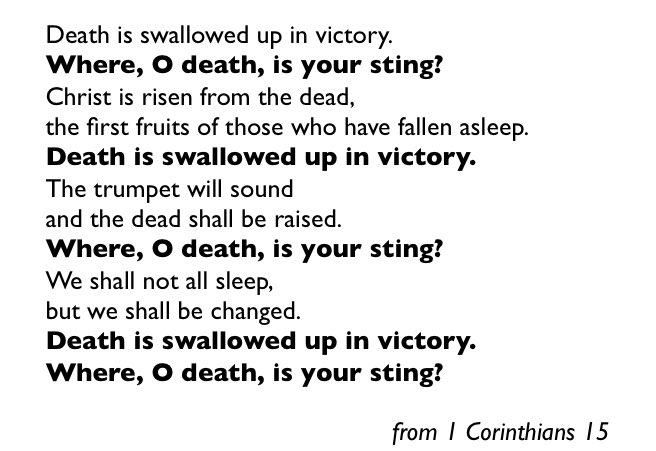 OSacrumCorIesu's tweet photo. One of my favourite things about Eastertide is that we get to taunt death. Every morning. This makes mornings a little more bearable. https://t.co/kmH7BbBi0w