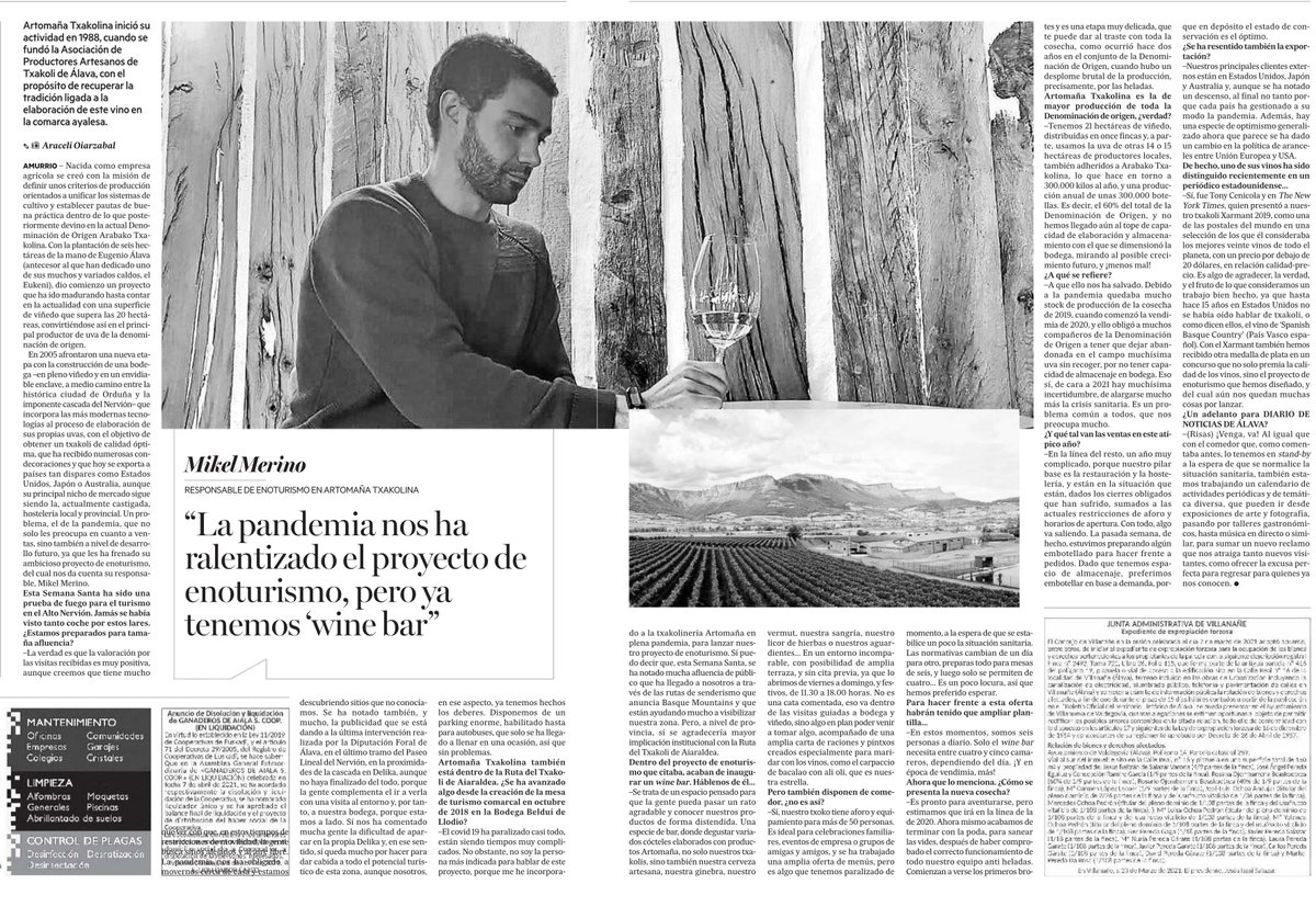 <a href="/artomana/">Artomaña Txakolina</a> nos presenta sus nuevos proyectos y la situación de la comarca.

#txakoli #Aiaraldea