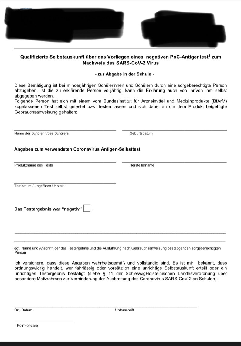 Cans_Reg's tweet image. So sieht übrigens die qualifizierte #selbstauskunft aus, die Eltern in der Schule einreichen können.
Grundsätzlich eine gute Sache, wenn man nicht seit einem Jahr wüsste, dass man nicht auf #eigenverantwortung setzen kann. Ich vermute Böses... #Selbsttest #BildungAberSicher