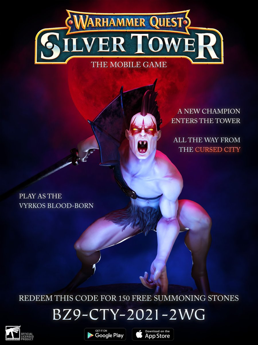 PerchangAreUs's tweet photo. To celebrate the awesome new release of Warhammer Quest: Cursed City, we're giving away 150 Summoning Stones! Simply type the voucher code from the poster into the voucher section in-game, and the stones will be yours!

Good adventuring!

#warhammer #CursedCity #IndieGameDev https://t.co/809JVKM94a