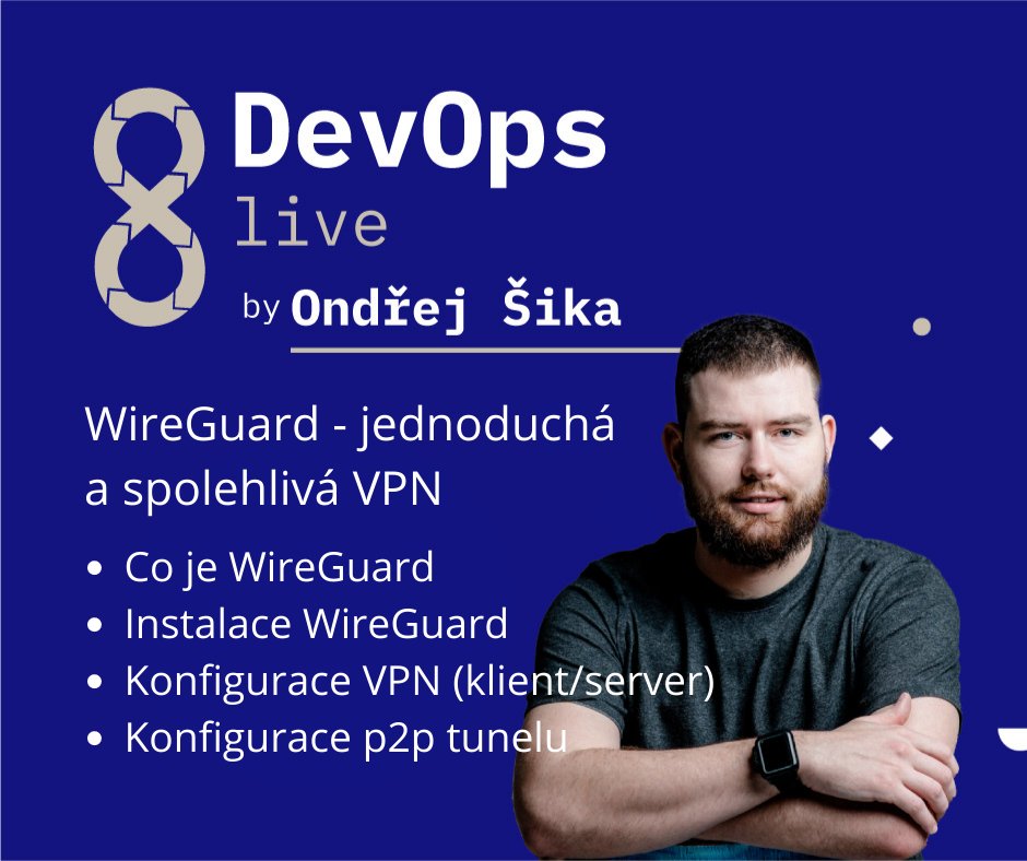 ondrejsika's tweet photo. Už ve středu vám ukážu WireGuard, což je extrémně jednoduchá a rychlá VPN. 
Běží všude, v kernelu je jako network modul a má klienta pro Mac, iOS, Android, Windows,...

📅 Středa 21.4.2021
⌚ 19:00
✔️ URL: 
https://t.co/A1W4yKSXD0

#DevOpsLiveCZ #ondrejsika #WireGuard #VPN https://t.co/LiqgwIvjuq