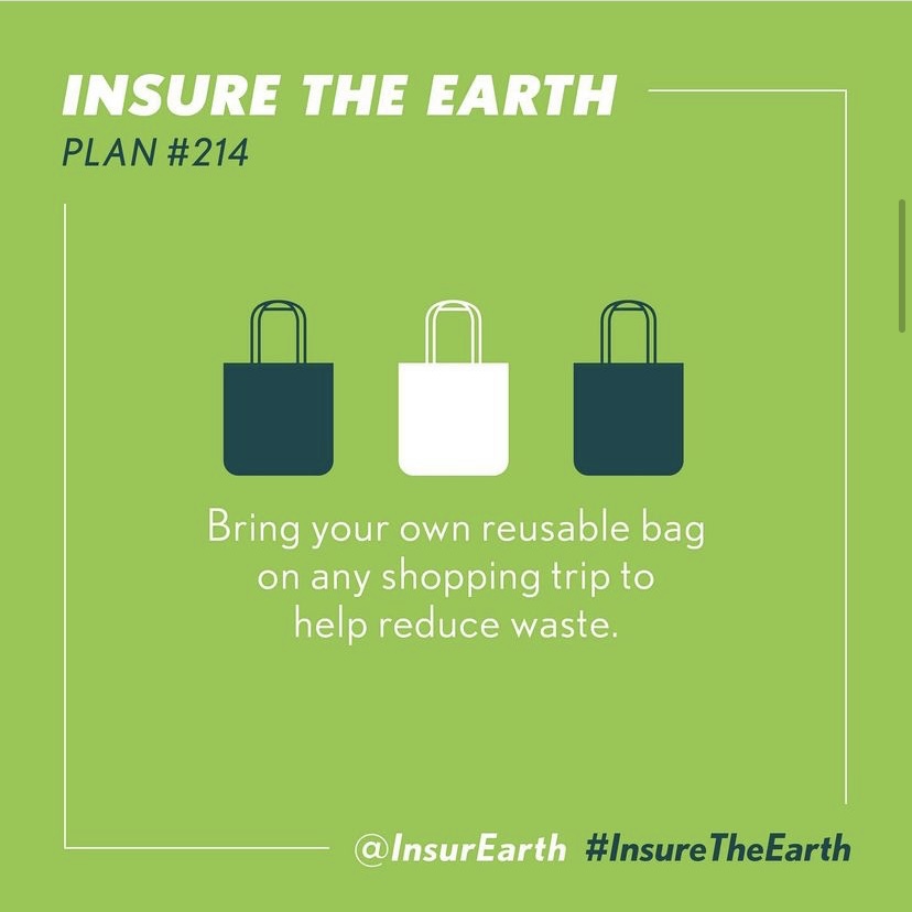 Plan #214: Bring your own reusable bag on any shopping trip to help reduce waste

#InsureTheEarth 🌎🌍🌏