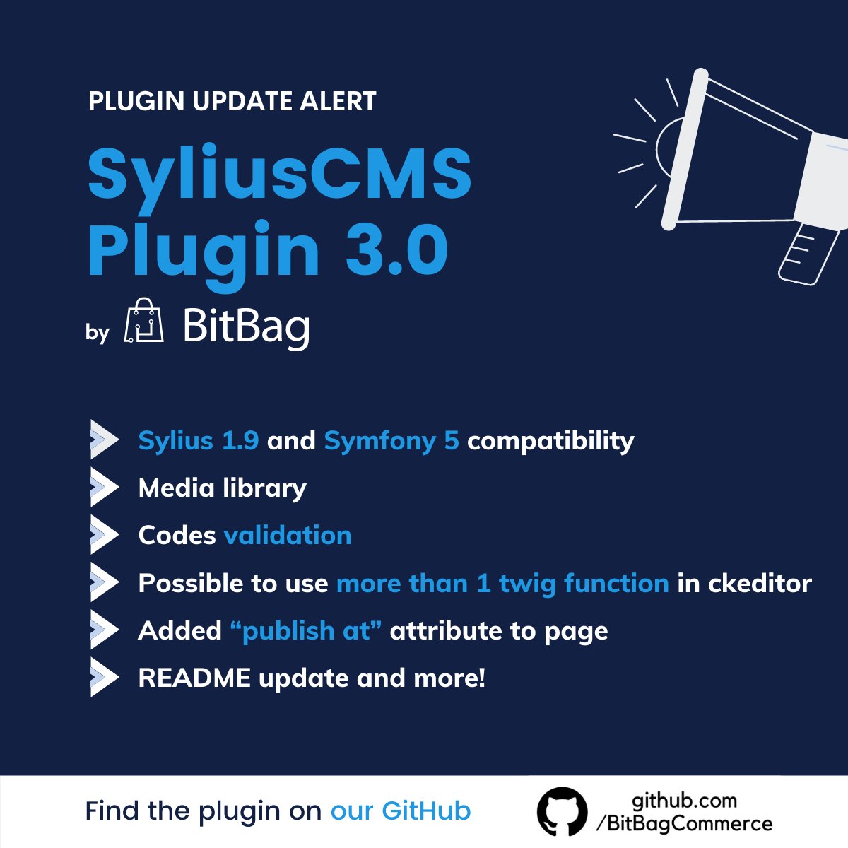 Great news 🥳!
One of the most popular of our plugins has been already updated to the 3.0 version. Great work of our developers! From now you may download it from github.com/BitBagCommerce…
To find what more has been changed, read the release notes 🧐
Have a great day ☺️!