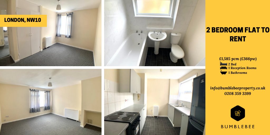 BumblebeeLDN's tweet photo. We are delighted to offer a 2 bedroom flat in Brent, NW10. The property benefits from a large lounge, 2 double bedrooms, 3 piece bathroom suite, modern fitted kitchen &amp; so much more.

Call now to avoid disappointment! 

https://t.co/LbFf7iAhbp https://t.co/Qcj6HXmljH