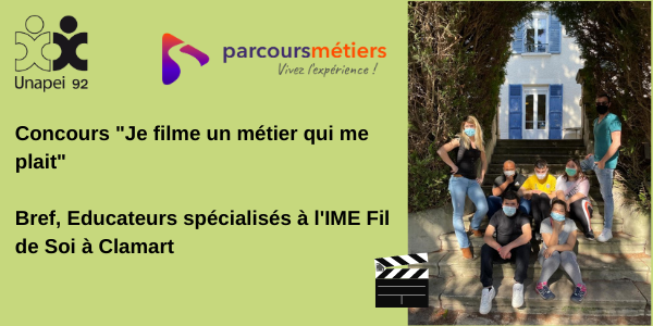 #PARCOURSMÉTIERSAWARDS
Je filme un métier qui me plait @PichardJason
 & Murielle 👍😉❤️
Soutenez, likez, partagez la vidéo de l'équipe #EducateursSpécialisés #IME Fil de Soi #Unapei92 de @VilleDeClamart
@parcours_metier  
@Unapei_infos
parcoursmetiers.tv/video/11877-br