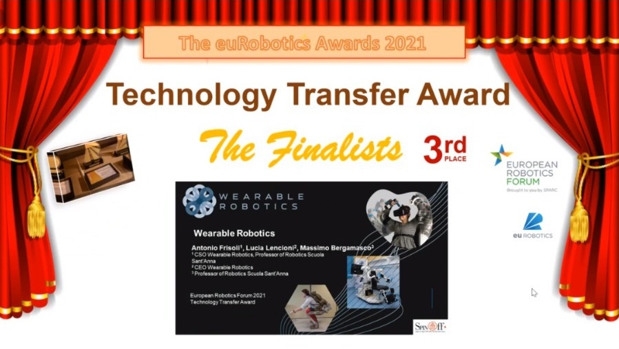 wearable_robot's tweet image. Wearable Robotics si aggiudica il 3° posto all&apos;euRobotics Technology Transfer Award che premia le migliori capacità di trasferimento tecnologico tra Scienza e Industria con particolare riferimento all&apos;innovazione nel campo della #Tecnologia #Robotica e dell&apos;#Automazione! #ERF2021