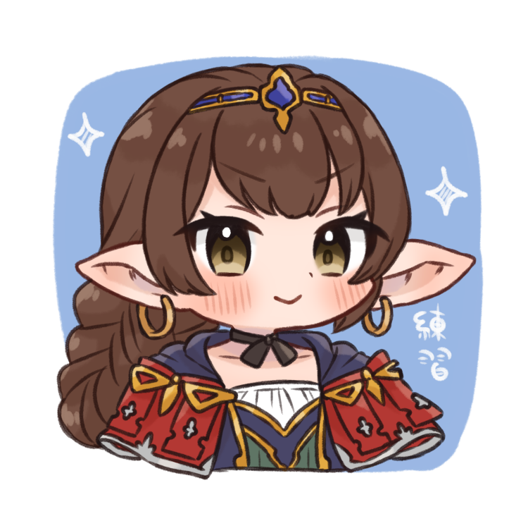 1girl harvin solo pointy ears brown hair earrings jewelry  illustration images