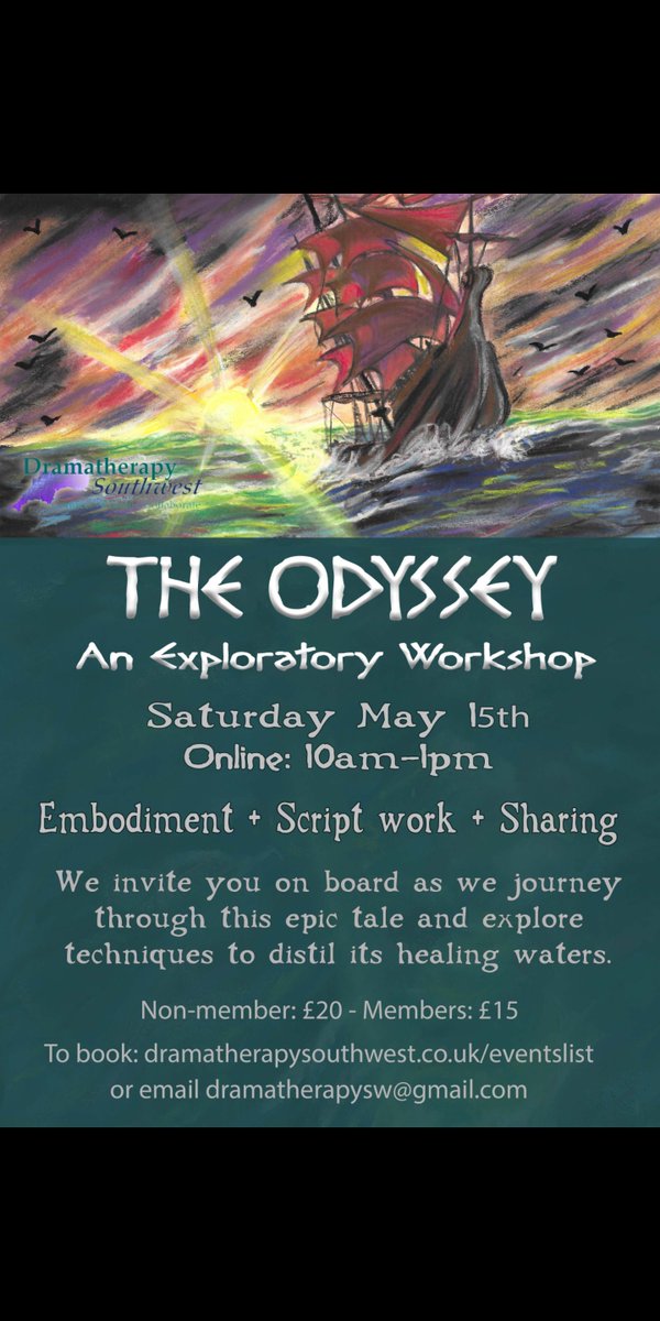 Excited to be holding this workshop with Dramatherapist Holly McCulloch as part of the CPD programmes presented by <a href="/DramaTherapySW/">DramatherapySW</a> 

All welcome ✨