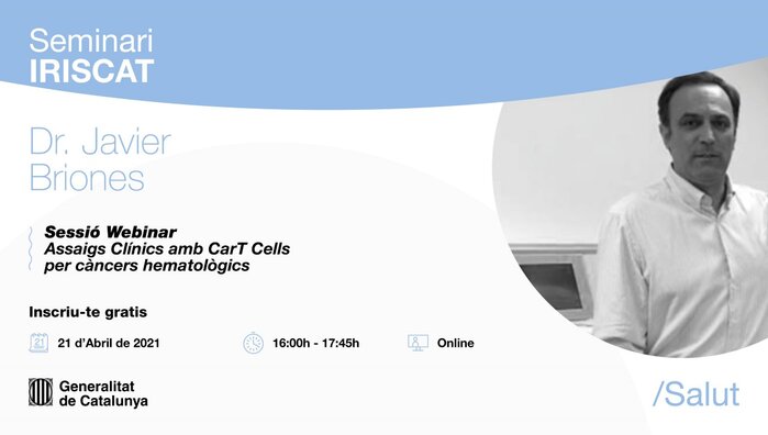 IRBLleida_Info's tweet photo. 🔊Nou seminari #IRISCAT:
📆 21 abril
🕓16.00h
🔬 Dr. Javier Briones
➡"Assaigs Clínics amb CarT Cells per càncers hematològics"
🔗 https://t.co/djNu1ipF3n
@icscat @iCERCA @salutcat https://t.co/x2mWOT5SHg