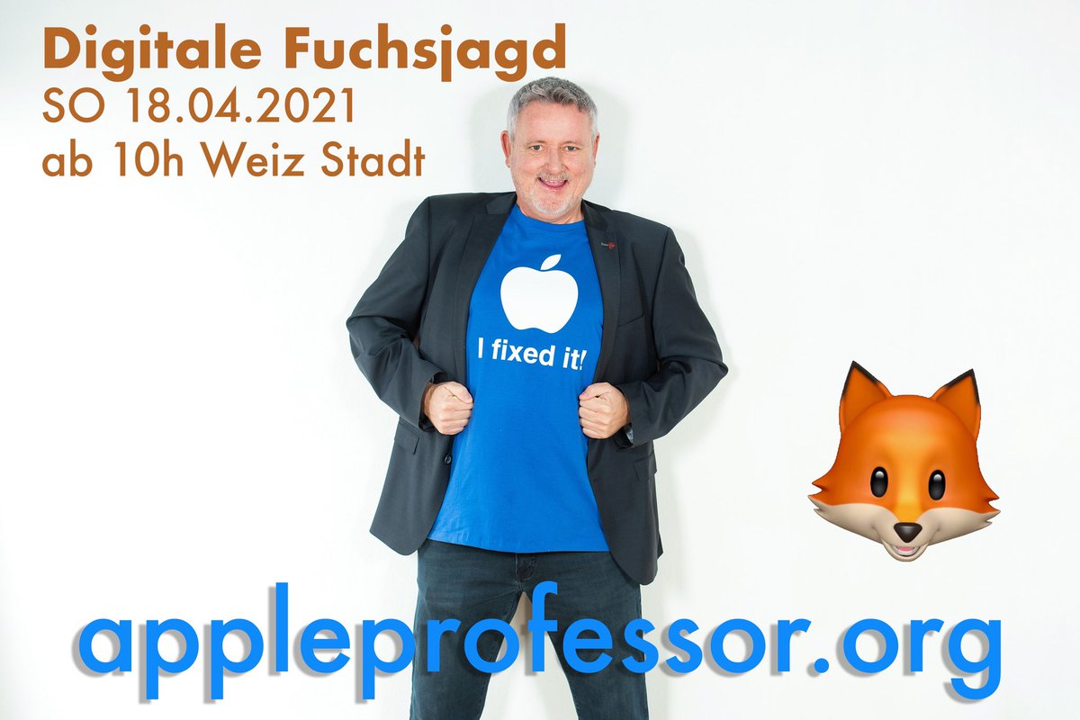 appleprofessor.org - Digitale Fuchsjagd - ich freue mich auf Eure Teilnahme !!! 👍🤗 (Gehdauer ca. zwei Stunden, bitte deshalb nicht mehr nach 16h starten) - Infos auf Facebook, Instagram und meiner Homepage appleprofessor.org  👌