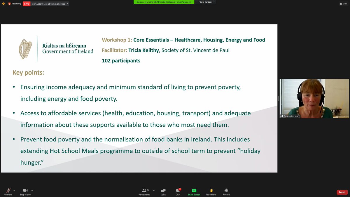 CommWorkIreland's tweet photo. Feedback on #Coressentials from #SIF2021 @triciakeilthy 'we cannot normalise food banks' https://t.co/pndc2QSJYt