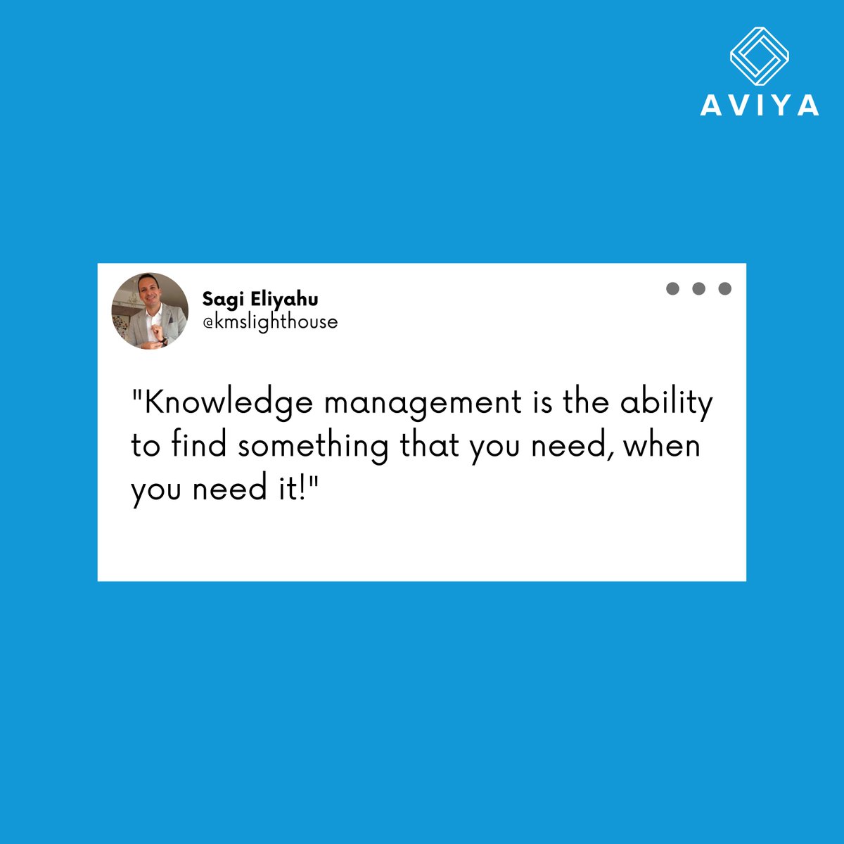 AviyaLtd's tweet photo. "Knowledge management is the ability to find something that you need, when you need it!" - Sagi Eliyahu
Yet ANOTHER great episode on our 'In A Nutshell' podcast series.
Links to listen to the full episode in the comments👇
#knowledgemanagement #informationavailability https://t.co/rwLk3Mxt9m