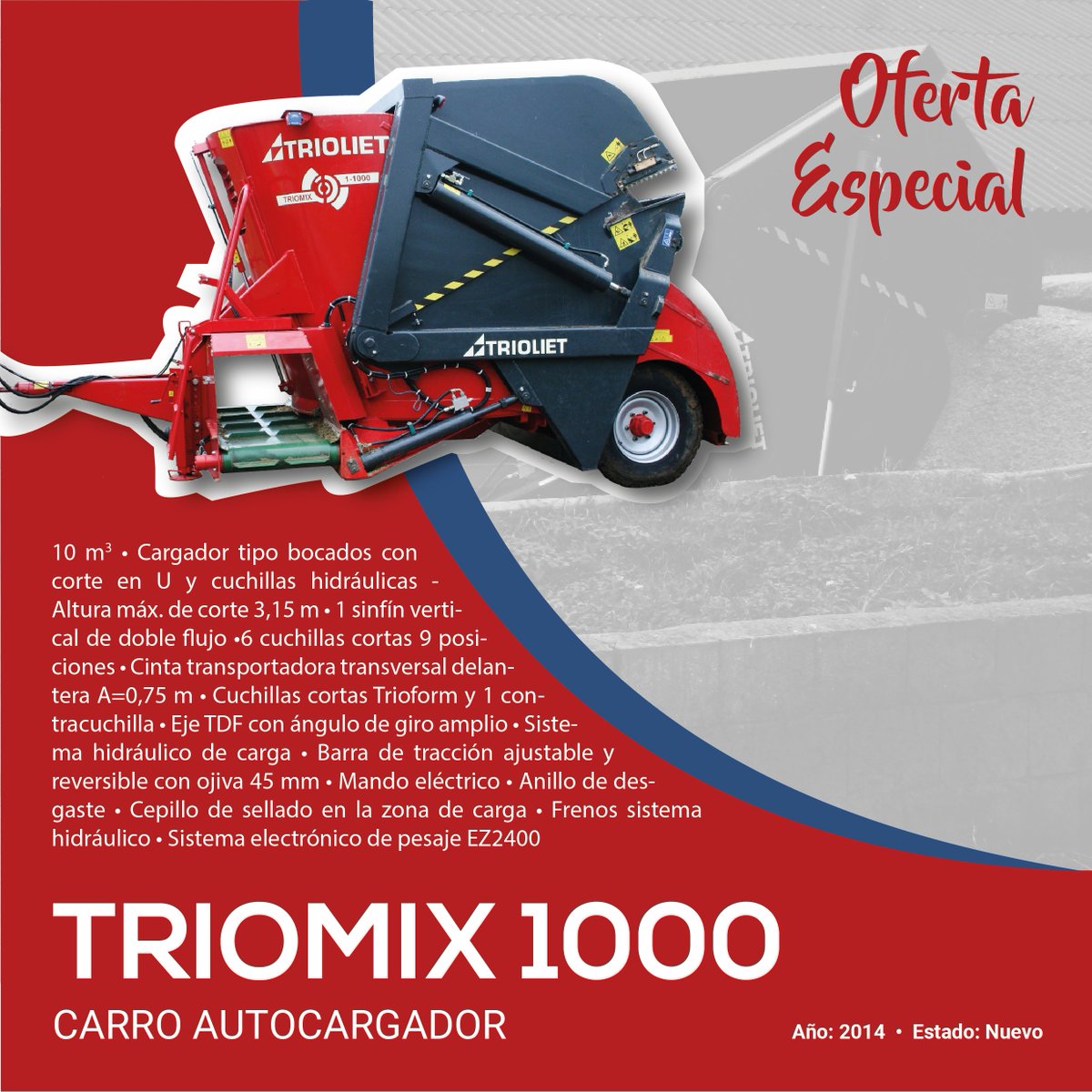 AusamaSL's tweet photo. 🟡 𝗢𝗙𝗘𝗥𝗧𝗔 𝗘𝗦𝗣𝗘𝗖𝗜𝗔𝗟 🟡
Carro mezclador arrastrado con autocarga TRIOLIET  
+ info 👉 https://t.co/CPVf8AjNxI https://t.co/Y7a6F3CHpS
