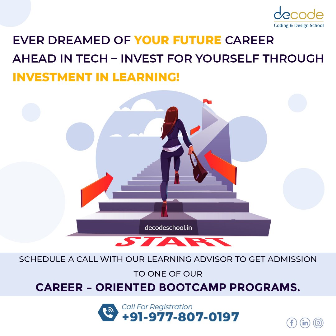 decodeschool's tweet image. Future proof your career in Tech with DeCode Coding School's Bootcamp Programs.
-
#codingbootcamp #learncoding #decodeschool