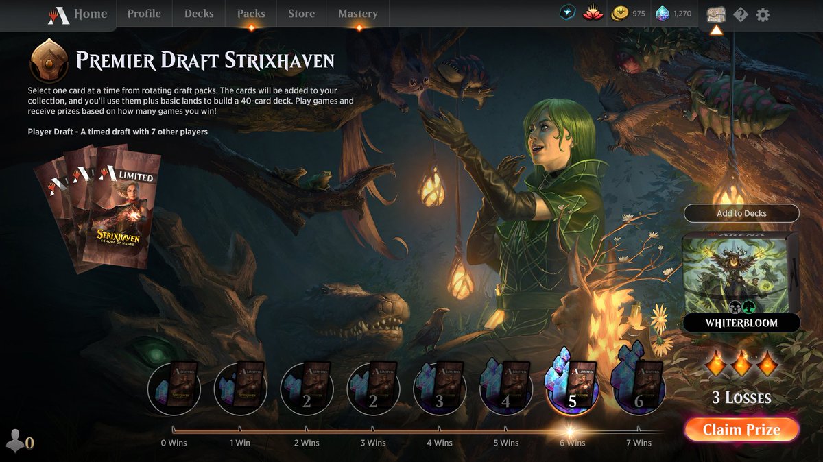 k4lder4sh's tweet photo. 6-3 primeiro draft da coleção #strixhaven no #mtgarena não foi tão ruim, fiz um #whitebloom, mas só rolou três remoções. https://t.co/yaRdwJx49r