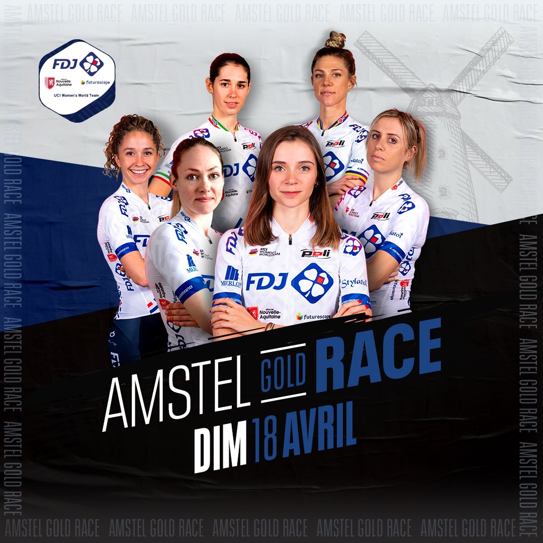 FDJ - SUEZ (@fdj_suez) on Twitter photo Amstel Gold Race, we are coming 💥
<a href="/EvitaMuzic/">Evita Muzic</a> 🇫🇷
<a href="/SBorgli/">Stine Borgli</a> 🇳🇴
<a href="/Brodie_Mai/">Brodie Mai Chapman</a> 🇦🇺
<a href="/CUttrupLudwig/">Cecilie Uttrup Ludwig</a> 🇩🇰
<a href="/EmiliaFahlin/">Emilia Fahlin</a> 🇸🇪
<a href="/marta_cavalli98/">Marta Cavalli</a> 🇮🇹
#RideAndShine #UCIWWT Amstel Gold Race, we are coming 💥
<a href="/EvitaMuzic/">Evita Muzic</a> 🇫🇷
<a href="/SBorgli/">Stine Borgli</a> 🇳🇴
<a href="/Brodie_Mai/">Brodie Mai Chapman</a> 🇦🇺
<a href="/CUttrupLudwig/">Cecilie Uttrup Ludwig</a> 🇩🇰
<a href="/EmiliaFahlin/">Emilia Fahlin</a> 🇸🇪
<a href="/marta_cavalli98/">Marta Cavalli</a> 🇮🇹
#RideAndShine #UCIWWT