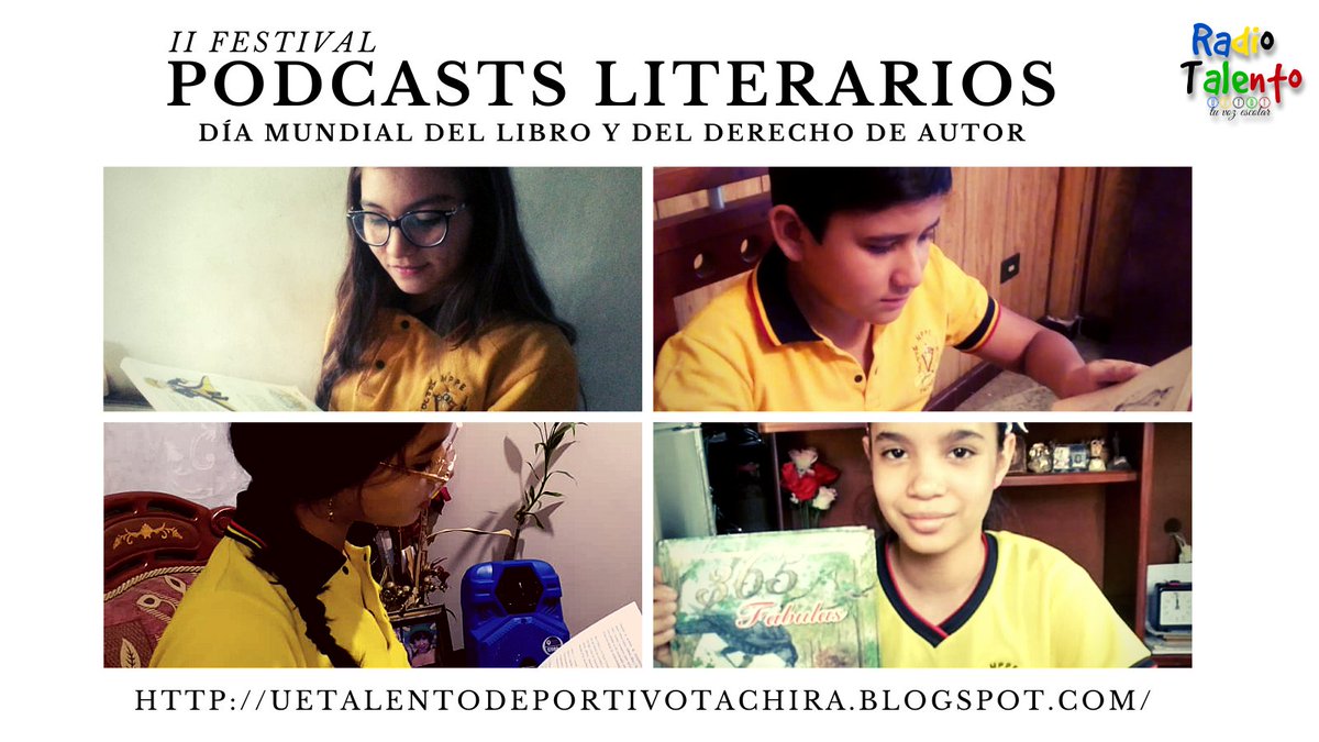 #Leer | El próximo #23Abr celebramos el #DíaMundialDelLibro con el II Festival de #Podcasts Literarios ¿cuál es tu libro favorito? @MPPEDUCACION <a href="/RosangelaOrozco/">Rosangela Orozco</a> <a href="/Danielcustodio3/">Daniel Custodio</a> <a href="/eugeniapinero/">Ma. eugenia piñero</a> <a href="/charlychaves/">Charly Rojas Chaves</a> <a href="/gtorodelara/">Gisela Toro Hernández</a>  <a href="/Manuel0280/">Manuel Martínez</a> <a href="/Sociabolivarian/">Lilian Oropeza</a>  
#BarrioAdentro18Años