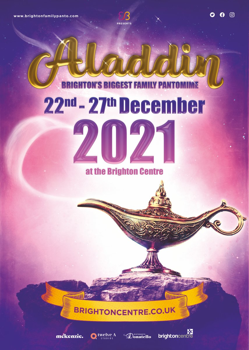 The Brighton Centre is to host a Christmas pantomime for the first time ever in December.

We are bringing family panto back to its home city once again with a stunning new production of Aladdin.

e3eventsonline.com/news/2021/4/16…