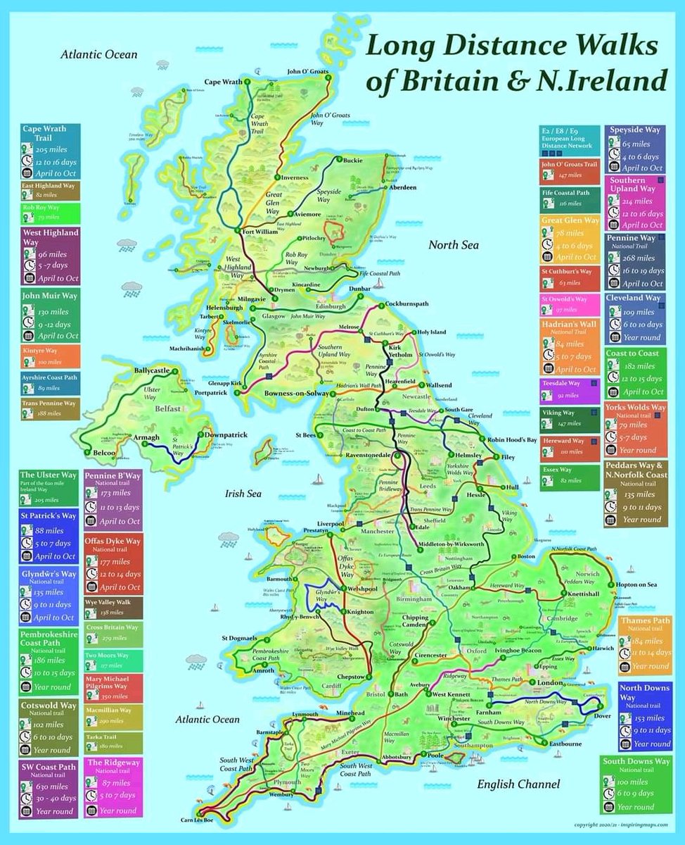 MindGeographic's tweet image. Long Distance Walks of Britain &amp;amp; N. Ireland 🇬🇧 by Anthony Page.
#inspiringmaps #maps #hiking 
inspiringmaps.com