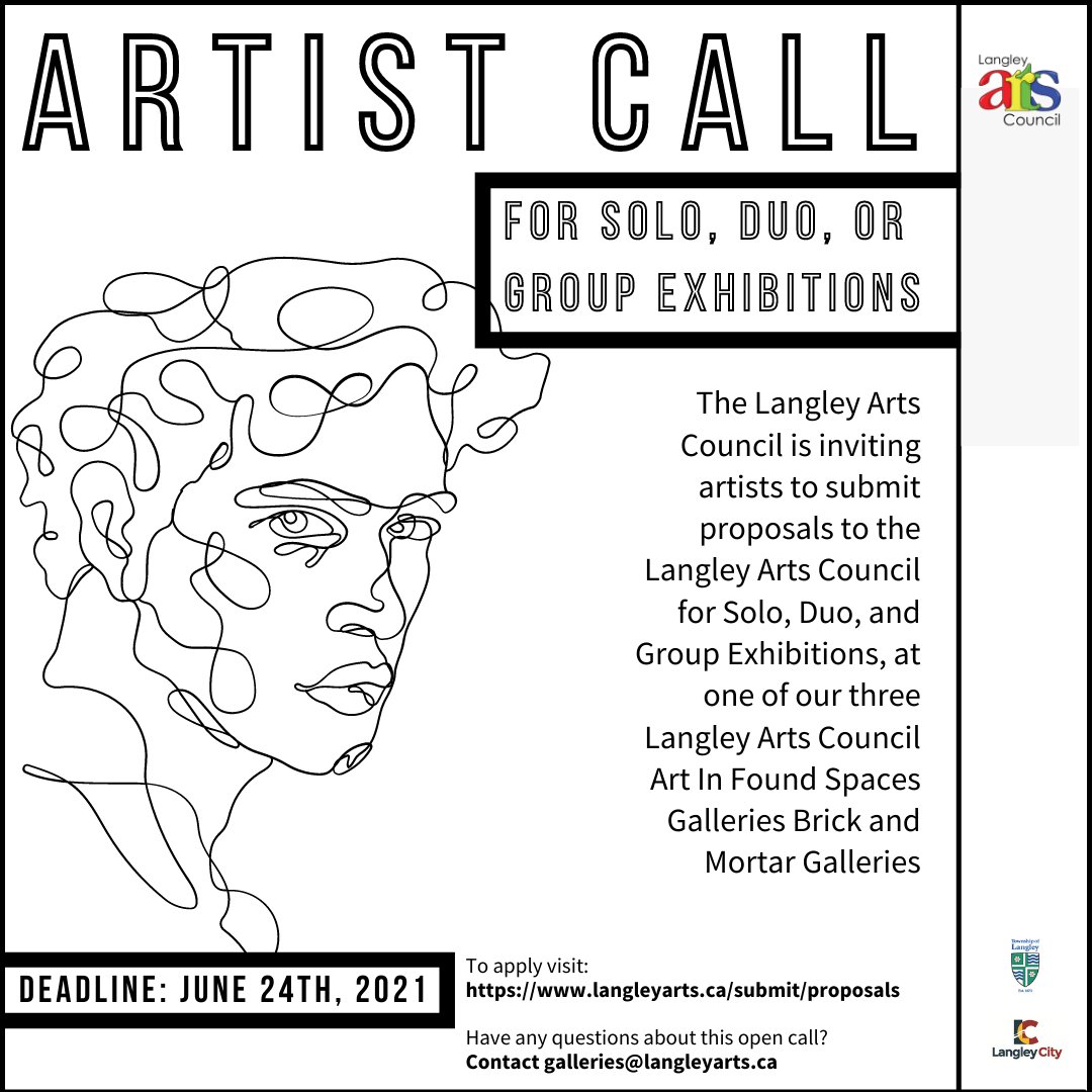 Have you checked out our call for
proposals for the 2022 exhibition calendar and do you
have a few questions?
Email Claire at galleries@langleyarts.ca! She's happy
to answer any questions about the submission
process.🎨