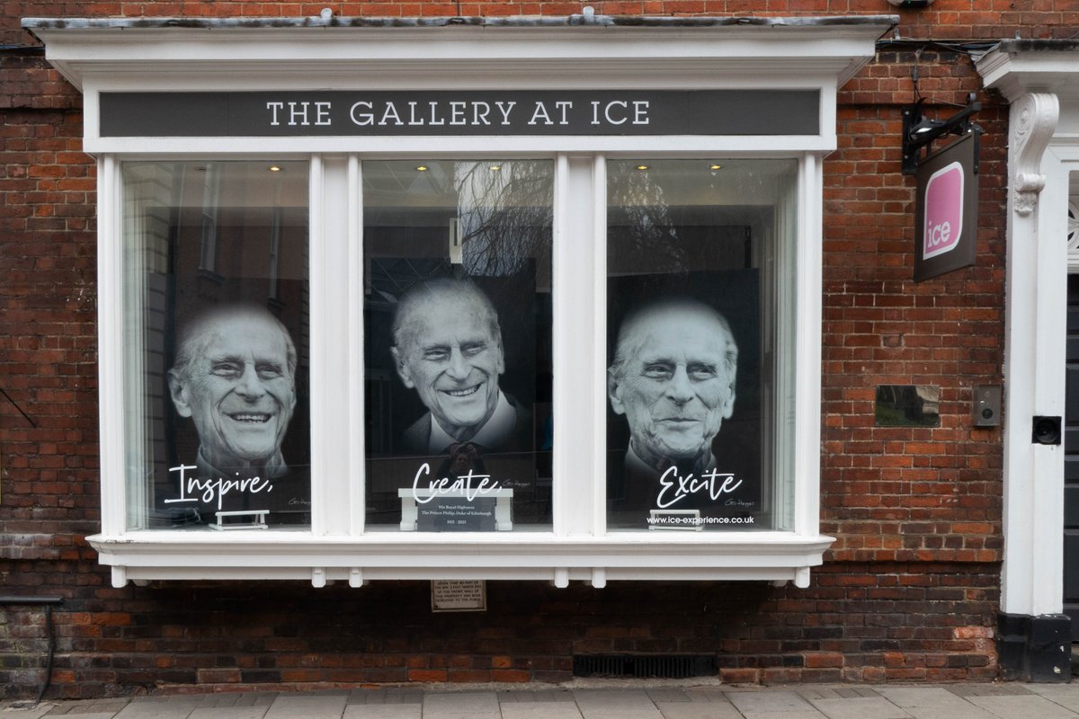 HRH The Duke of Edinburgh RIP. We were deeply saddened by the recent death of HRH Prince Philip and wanted to express this by using our gallery window for this photographic tribute to him. The photos on display were taken by @gill_heppell #windsor#royalfamily #ripprincephilip
