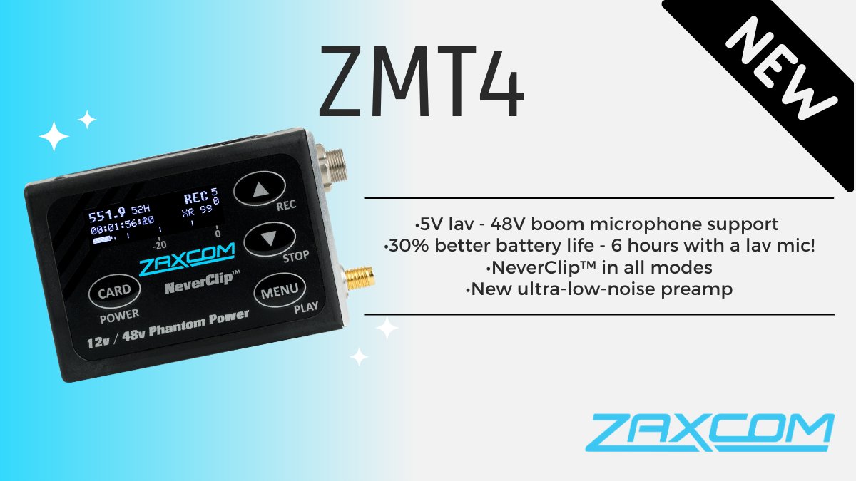 Zaxcom's tweet photo. We're happy to introduce the ZMT4! Learn more: https://t.co/NJnGFv81Pb
#zaxcom #zmt4 #digitalrecordingwireless #digitalwireless #soundneversleeps #soundmixer #productionsoundmixer #soundrecordist #locationsound #soundforpicture #soundspeeds #iliketurtles https://t.co/WcM0wVQGoL