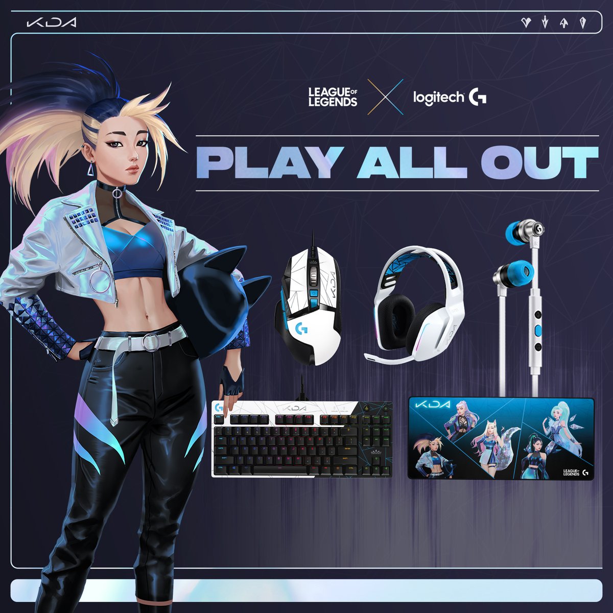 LoL_France's tweet image. Un concours avec Logitech G, ça vous tente ? À gagner : 1 kit complet K/DA Play All Out 🎁

Pour participer :
✅ Follow les comptes @LogitechGFrance &amp;amp; @LoL_France
🖊️ Dites-nous quel est votre membre préféré du groupe K/DA avec le #PlayAllOut

Sélection du gagnant le 21 avril 2021