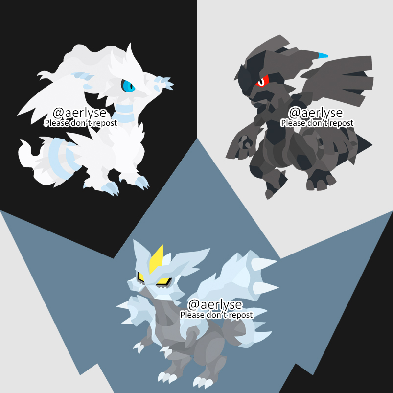 ✨AerlyseArt✨ on X: Today I upload more pokemon from the legendary #Pokemon  collection I made 😄!! This time Reshiram, Zekrom and Kyurem!! You can find  these designs (among many others!) as rainbow