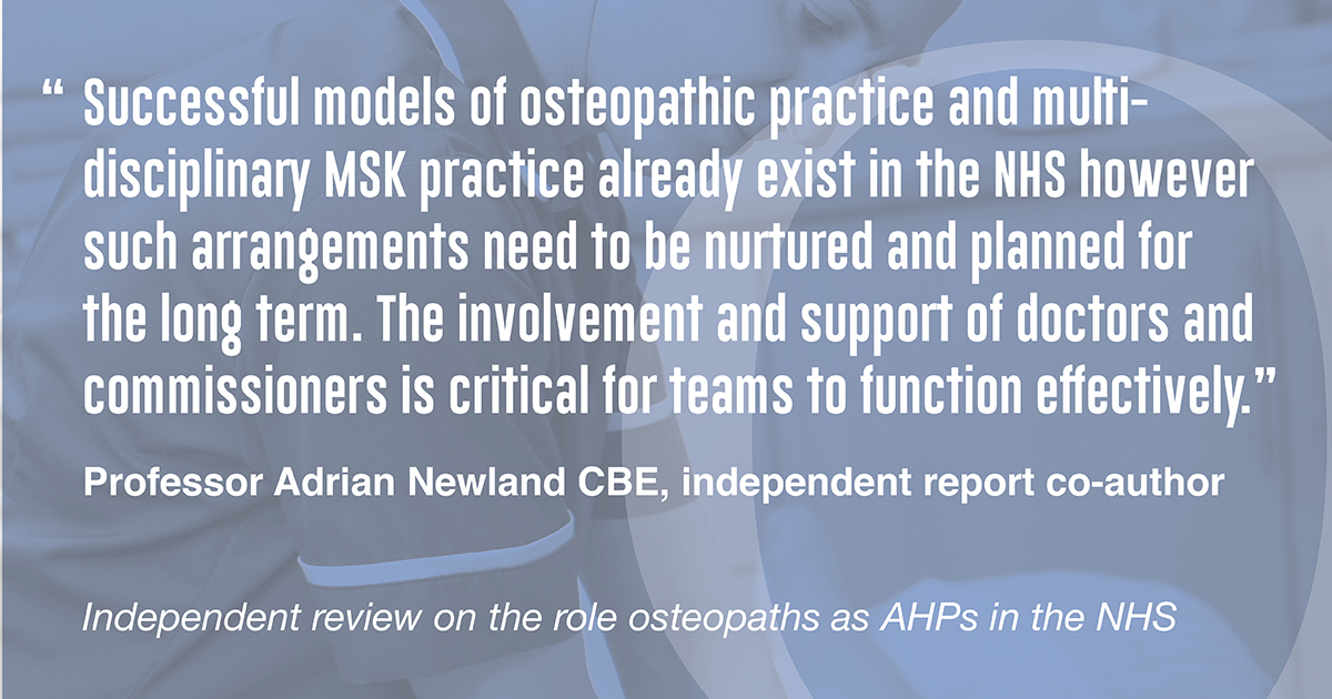 Have you read the independent report considers role of osteopaths as AHPs within the NHS to address workforce challenges in MSK services?

Find out more iosteopathy.org/osteopathy/res…