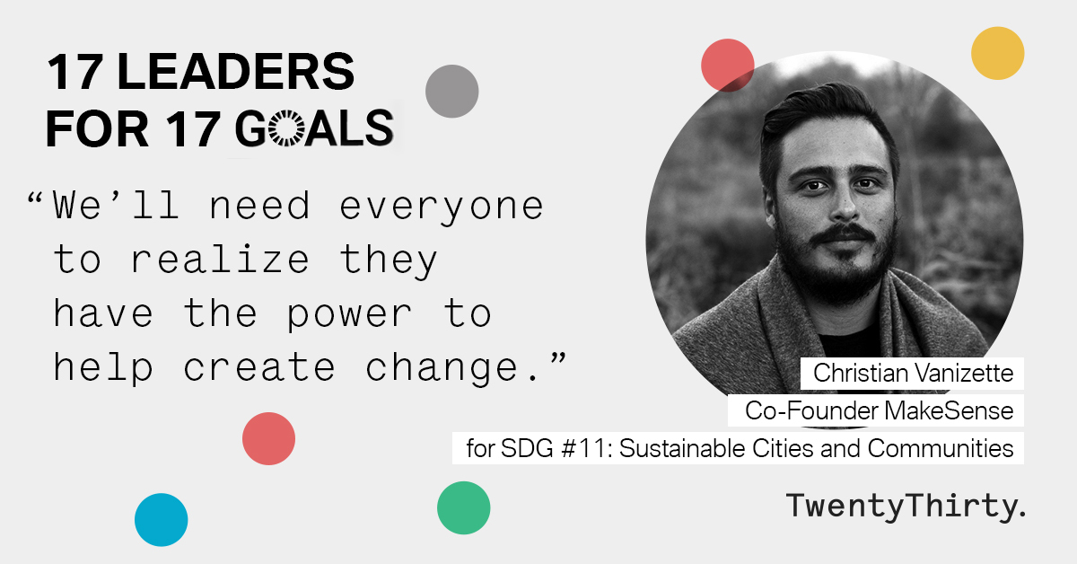 bmwfoundation's tweet photo. Christian Vanizette, co-founder of @makesense, has used the COVID-19 pandemic as a catalyst in his fight for more sustainable cities and communities (#SDG11). Find out how 👉 https://t.co/PMx8yMwYxB
#17LeadersFor17Goals #TwentyThirty #ChangeFocusToChange @Coconutsurfing https://t.co/nlqywHhV83