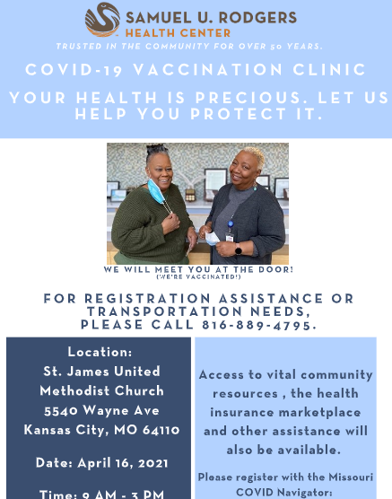 samrodgerskc's tweet photo. We have a vaccine clinic happening now! Walk-in's accepted and currently no line. Just register on https://t.co/zS35WXveQX and bring your patient ID. We will help you register onsite if you need. No appointment needed! We are administering Moderna. https://t.co/LucqSN2iio