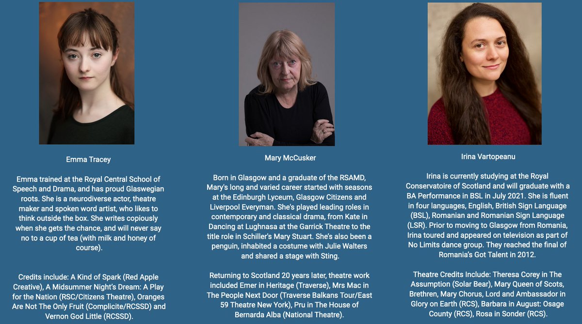 KidderTheatre's tweet photo. We are super excited to be developing our new play ANCHORS ⚓️with support from @CreativeScots &amp; @PITLOCHRYft. Meet our fantastic cast 👇&amp; book your free ticket for a little online appetizer scratch performance on 28th April 8pm here https://t.co/cxhZiKSt7F https://t.co/vgpDFHA7Ah