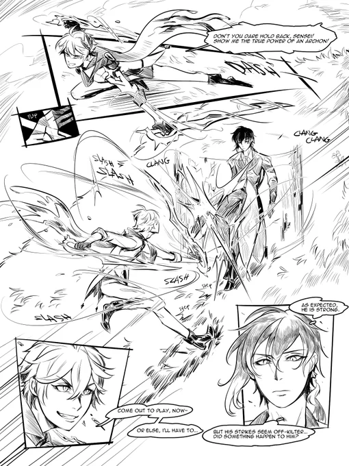 starting a short comic after the events of childe's side story because i need closure on them two - quite messy ^^;; but it's practice! [Reconciliation (1/?)] #GenshinImpact #原神 #zhongchi 