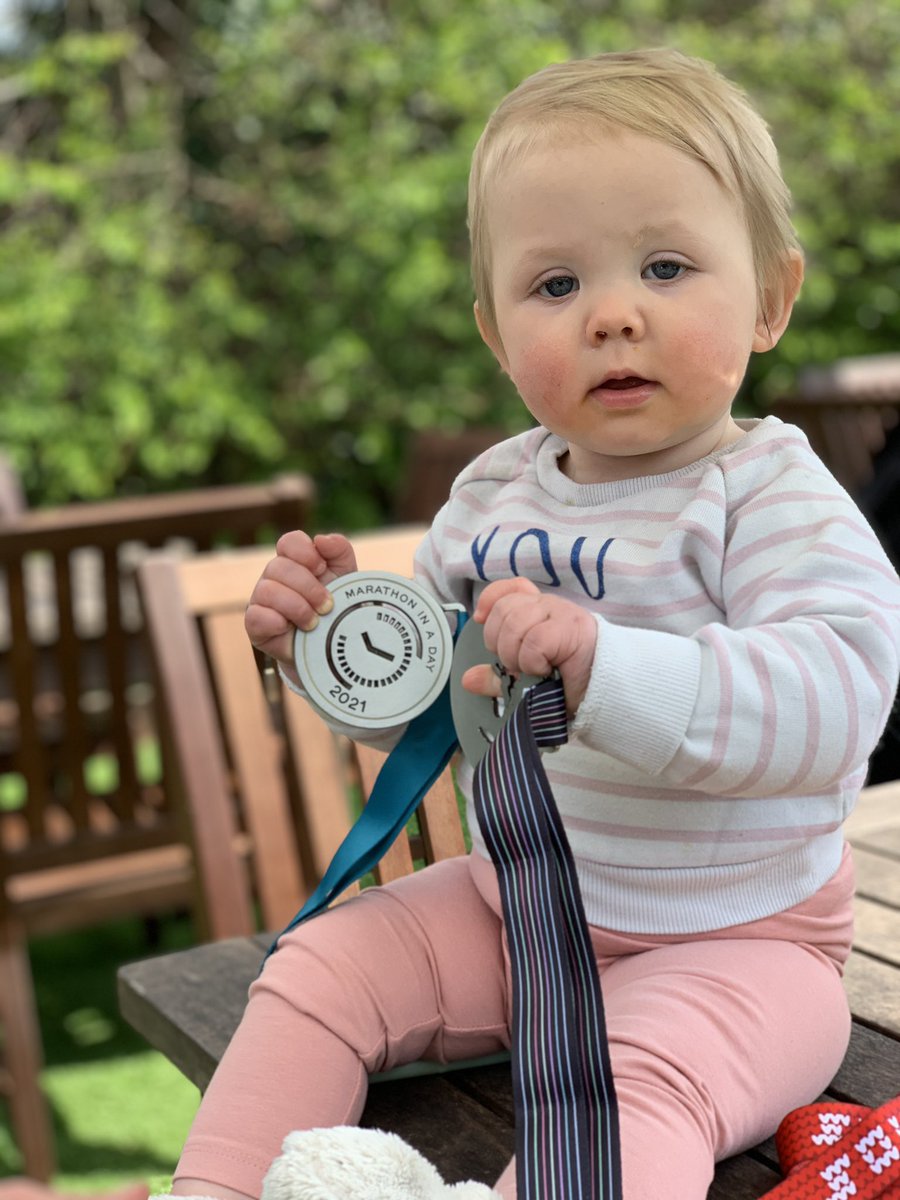 WeAreRunThings's tweet photo. We went for a drink to celebrate financial year end. 
I showed @ThinkingClarely this year’s secret medals.

In other news, here’s a picture of Rory the baby looking cute 😬 🏅 https://t.co/BciJzFuAc0
