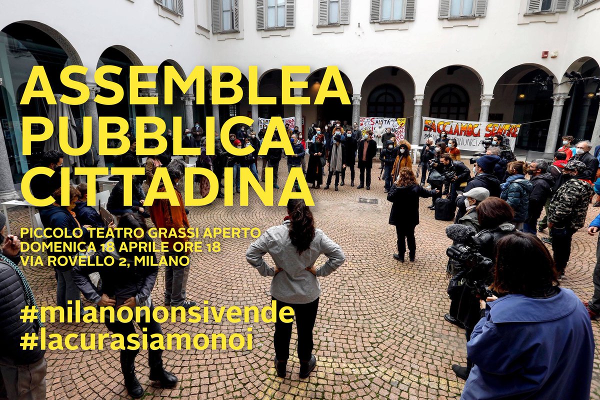 Prendiamoci #cura della città, lottiamo insieme per renderla davvero più aperta, inclusiva, accessibile! Assemblea Pubblica, domenica dalle 18:00, al Piccolo Teatro Aperto.
#milanononsivende #lacurasiamonoi

facebook.com/events/2891799…