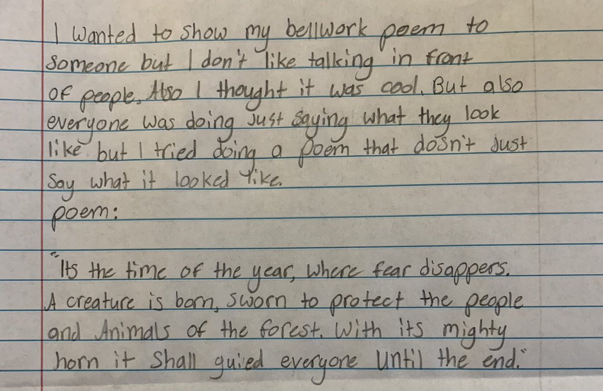 Love that this student still shared her work with me by placing this on my desk after class. Some kids are not quite ready to be vocal in class, but they find their voice on paper ❤️