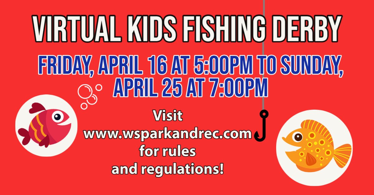 WS_Park_And_Rec's tweet photo. Today might be a rainy Friday, but that's why our Fishing Derby is all week long! Starting today at 5:00PM, West Springfield Park &amp; Recreation’s Annual Fishing Derby (sponsored by Sullivan Paper &amp; Donut Dip) goes Virtual! https://t.co/A96wDGKUoP